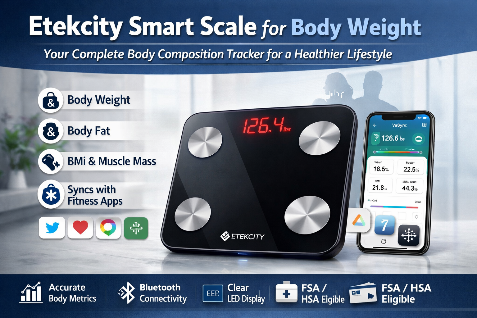 Etekcity Smart Scale for Body Weight – Your Complete Body Composition Tracker for a Healthier Lifestyle